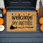 Welcome My Pretties Coir Doormat – Witchy Halloween Welcome Mat | Funny Front Porch Decor | Rustic Fall Entryway Rug