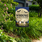 Halloween Cat Personalized Garden Flag - Warning This Area Is Controlled by Cats
