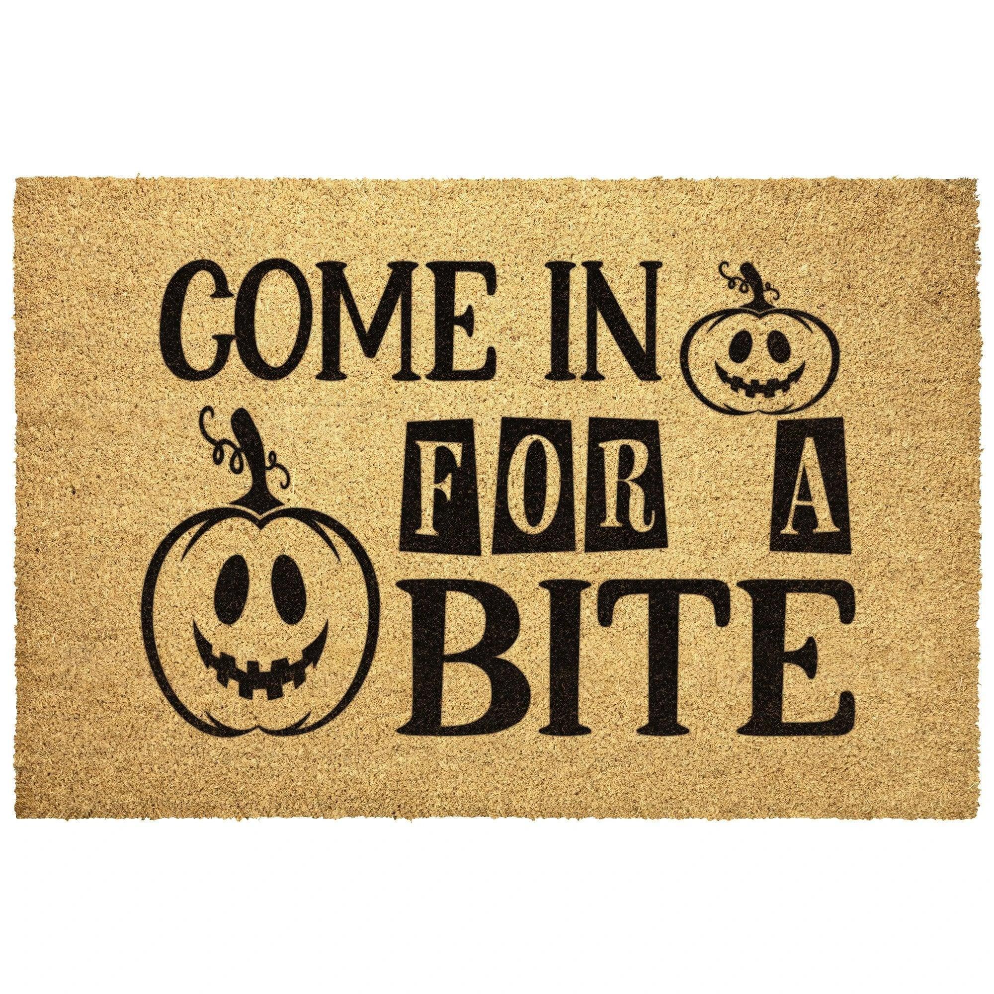 Come In for a Bite Doormat – Funny Pumpkin Halloween Outdoor Coir Mat