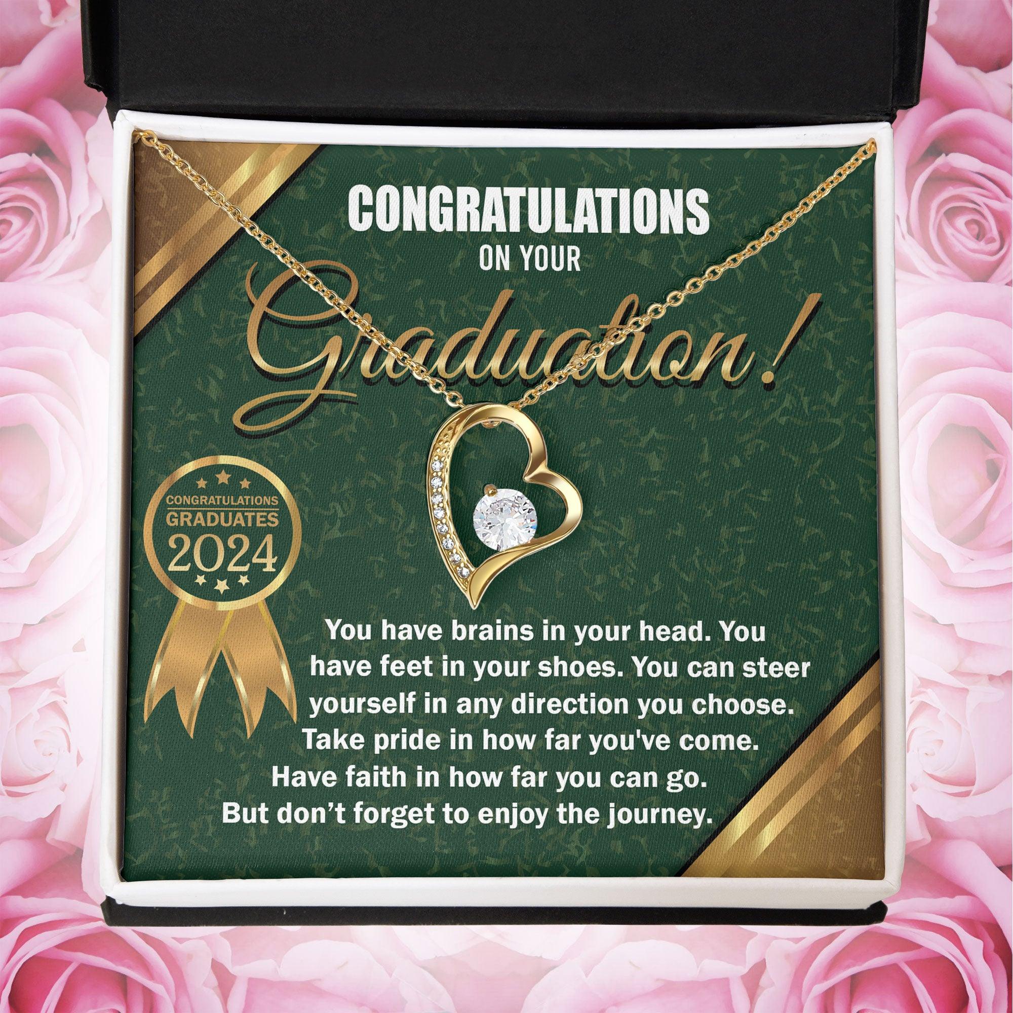 Graduation Gift for Her Congratulations Take Pride Have Faith Enjoy the Journey Heart Pendant Necklace with Gift Box - Mallard Moon Gift Shop
