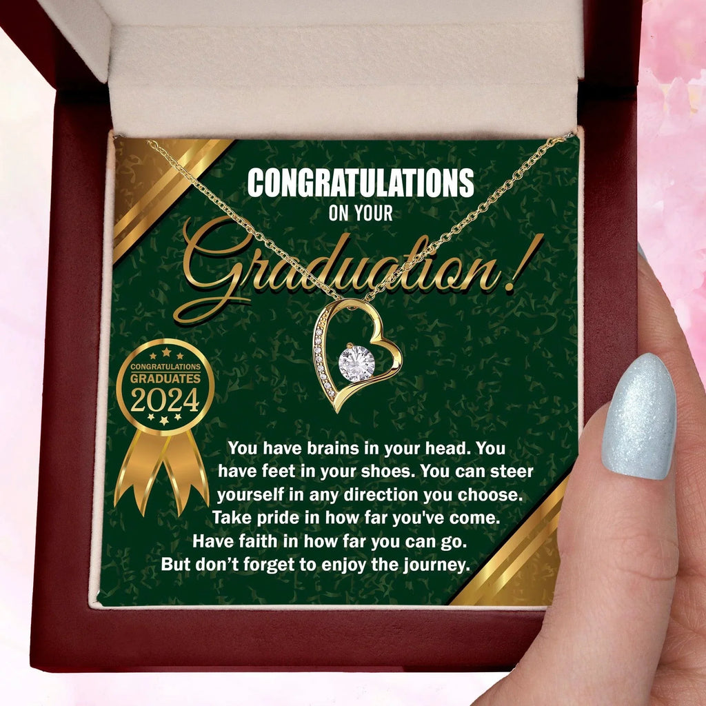 Graduation Gift for Her Congratulations Take Pride Have Faith Enjoy the Journey Heart Pendant Necklace with Gift Box