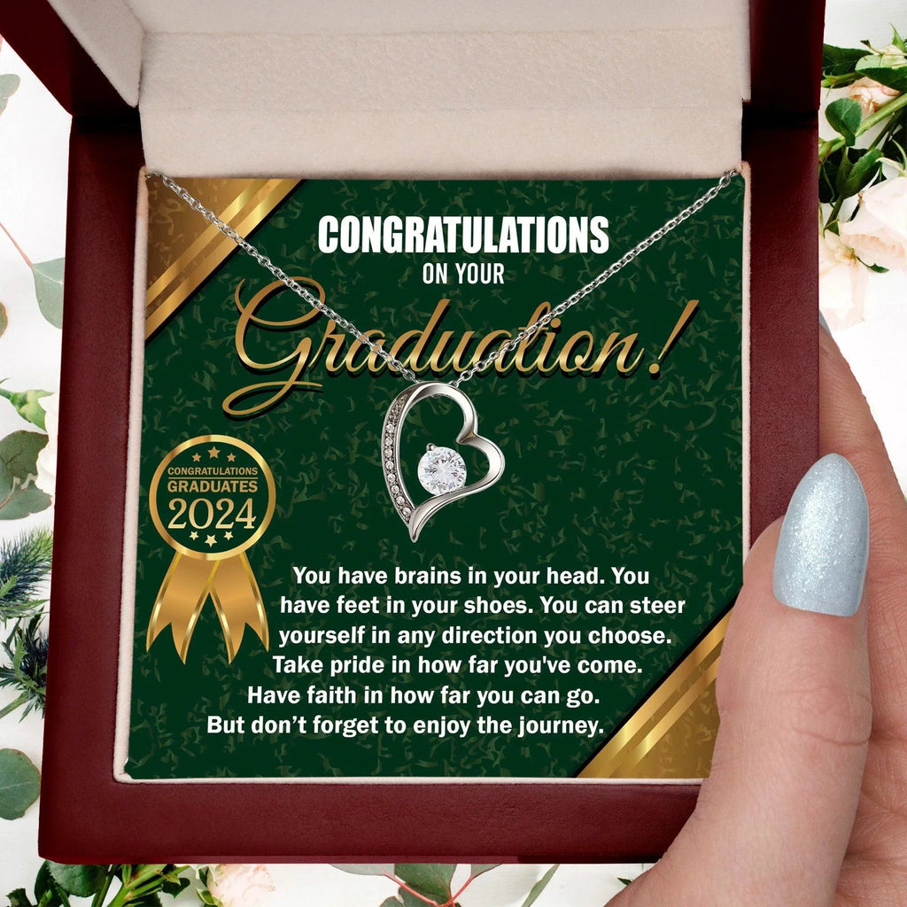 Graduation Gift for Her Congratulations Take Pride Have Faith Enjoy the Journey Heart Pendant Necklace with Gift Box