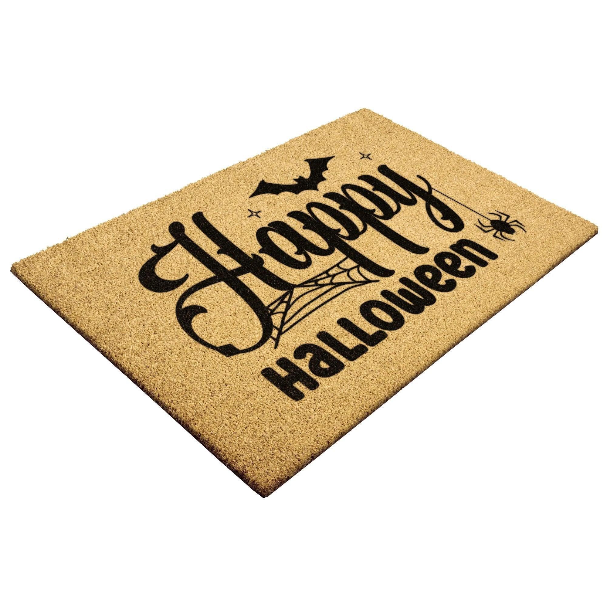 Happy Halloween Doormat – Spider & Bat Outdoor Coir Mat for Porch Décor