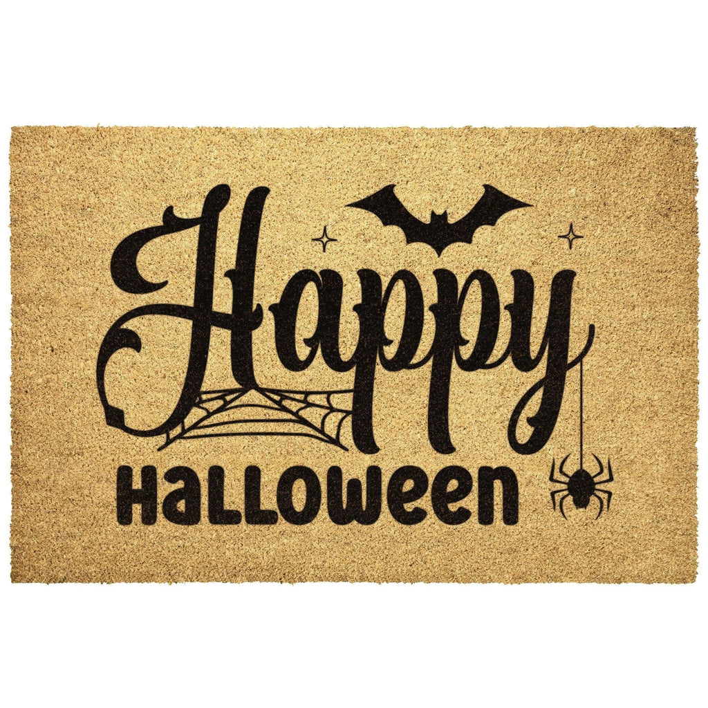 Happy Halloween Doormat – Spider & Bat Outdoor Coir Mat for Porch Décor