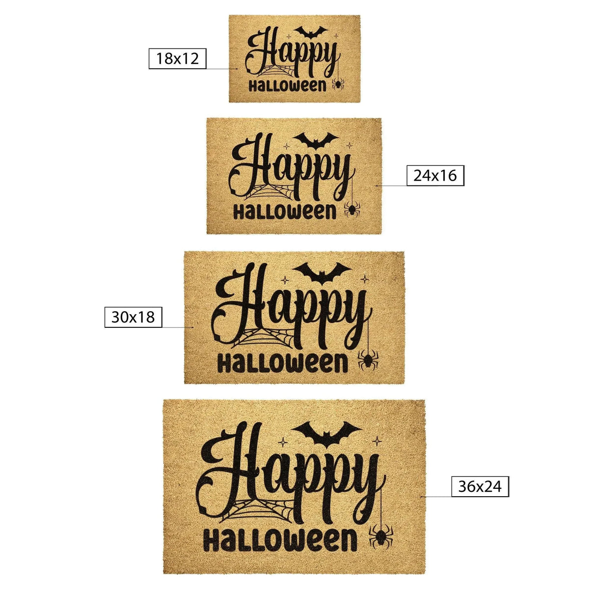 Happy Halloween Doormat – Spider & Bat Outdoor Coir Mat for Porch Décor