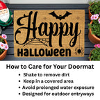 Happy Halloween Doormat – Spider & Bat Outdoor Coir Mat for Porch Décor