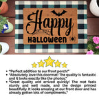 Happy Halloween Doormat – Spider & Bat Outdoor Coir Mat for Porch Décor