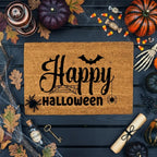 Happy Halloween Doormat – Spider & Bat Outdoor Coir Mat for Porch Décor