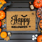 Happy Halloween Doormat – Spider & Bat Outdoor Coir Mat for Porch Décor