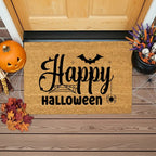 Happy Halloween Doormat – Spider & Bat Outdoor Coir Mat for Porch Décor