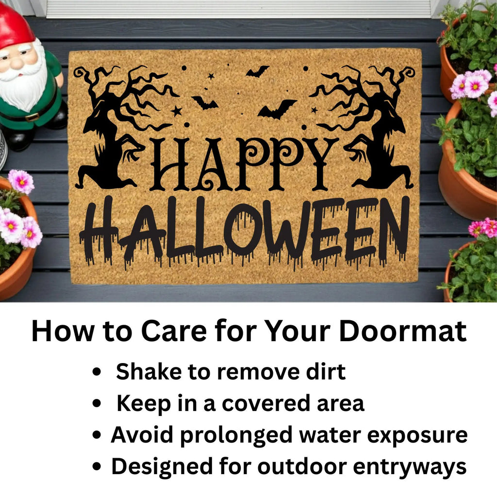 Happy Halloween Doormat – Spooky Outdoor Coir Mat for Fall Porch Décor