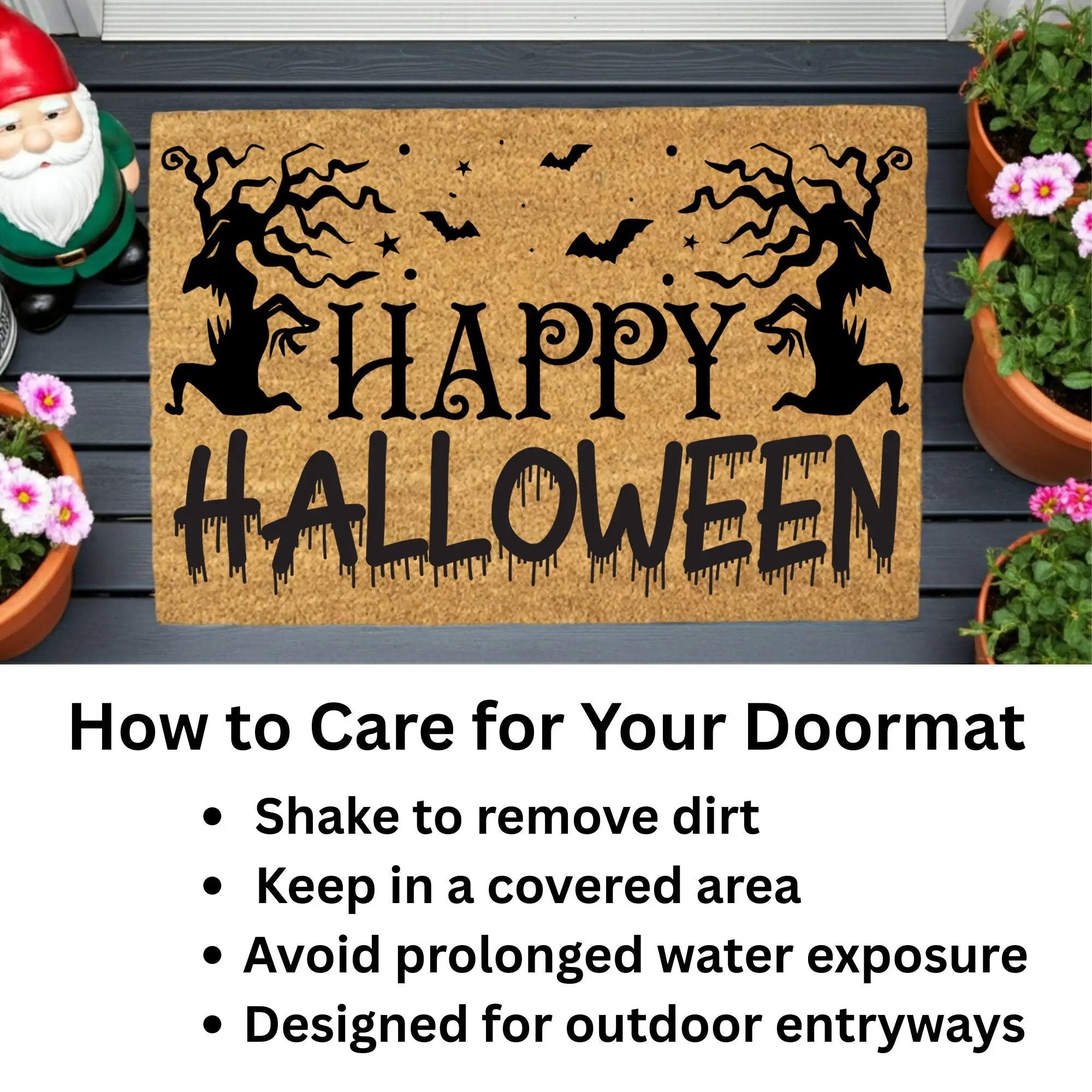 Happy Halloween Doormat – Spooky Outdoor Coir Mat for Fall Porch Décor