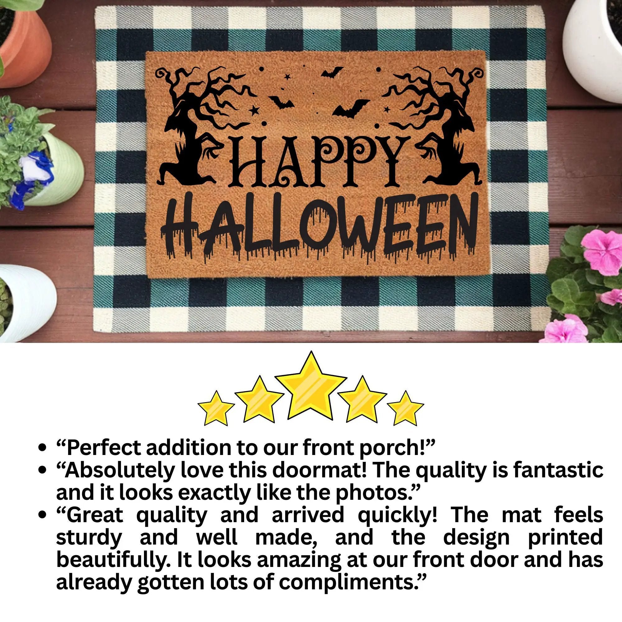 Happy Halloween Doormat – Spooky Outdoor Coir Mat for Fall Porch Décor