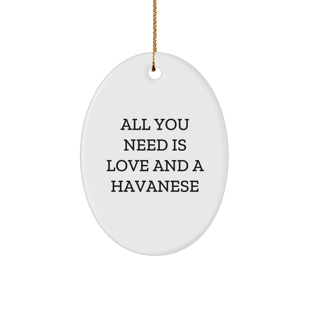 Havanese Dog Lovers Gifts from Friends to Family - Oval Ornament with Funny Quote - All You Need Is Love And A Havanese, Christmas Unique Gifts