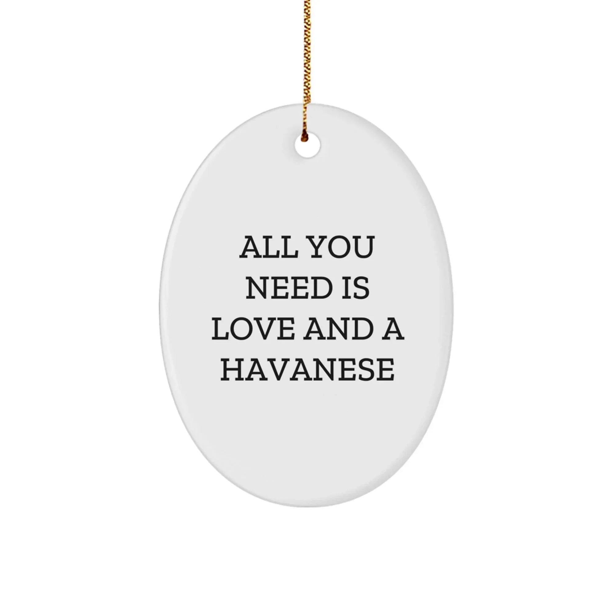 Havanese Dog Lovers Gifts from Friends to Family - Oval Ornament with Funny Quote - All You Need Is Love And A Havanese, Christmas Unique Gifts