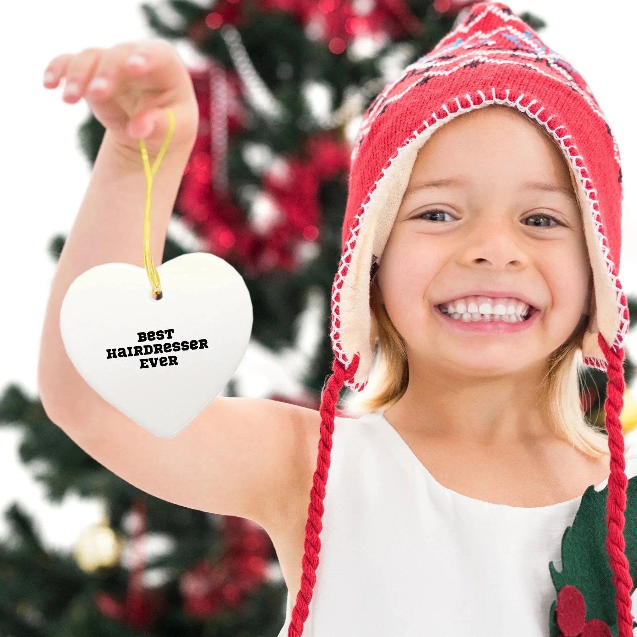 Funny Hairdresser Steel Heart-shaped Christmas Tree Ornament - Best Hairdresser Ever Gift