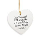 CPA Funny Heart Christmas Tree Ornament - Tattooed CPA Gift