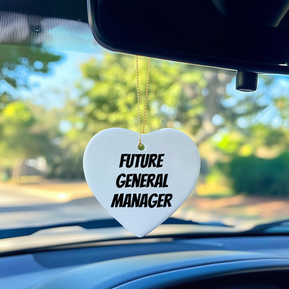 Funny General Manager Heart Christmas Tree Ornament with 'Future General Manager' Quote, - Mallard Moon