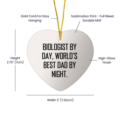 Biologist Gifts by Day, Funny Heart Ornament for Christmas by Night, Gifts from Mom, Gifts for Biologist - Mallard Moon