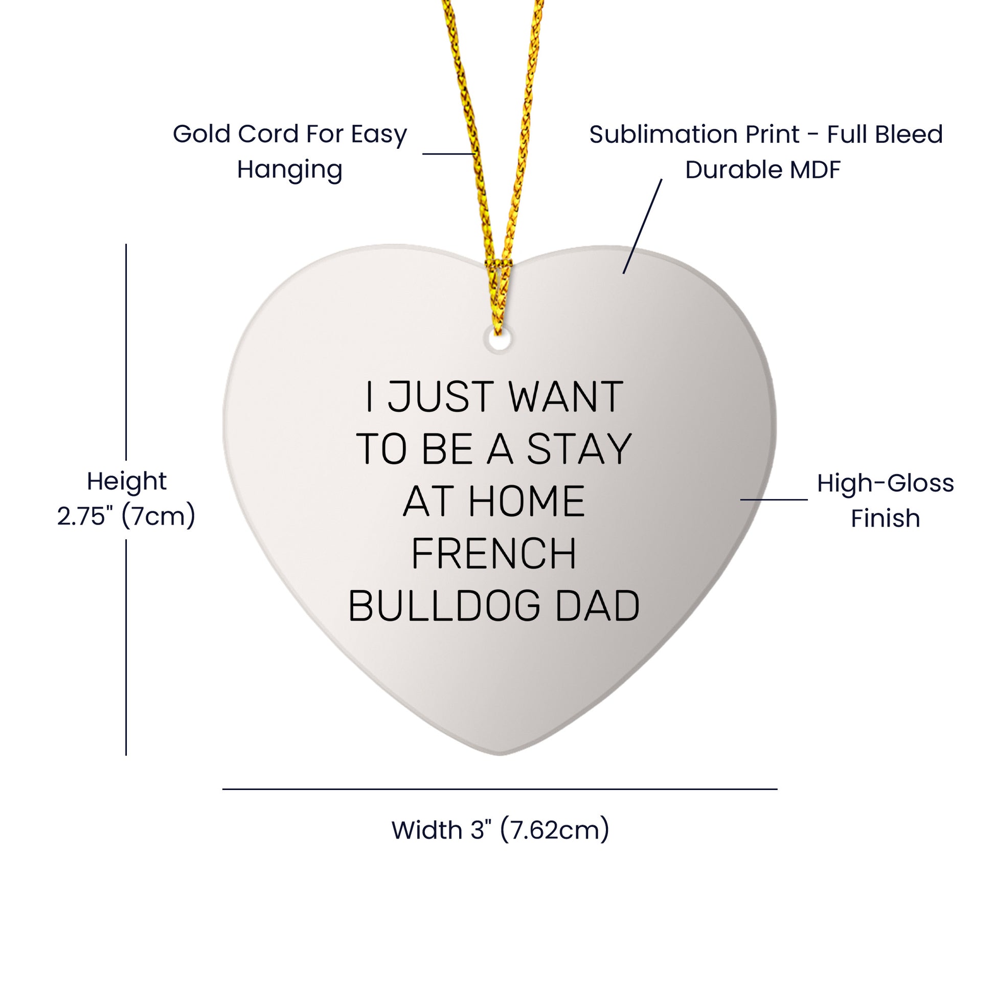French Bulldog Dad Christmas Tree Heart Ornament - I Just Want To Be A Stay At Home French Bulldog Dad Unique Gift - Mallard Moon