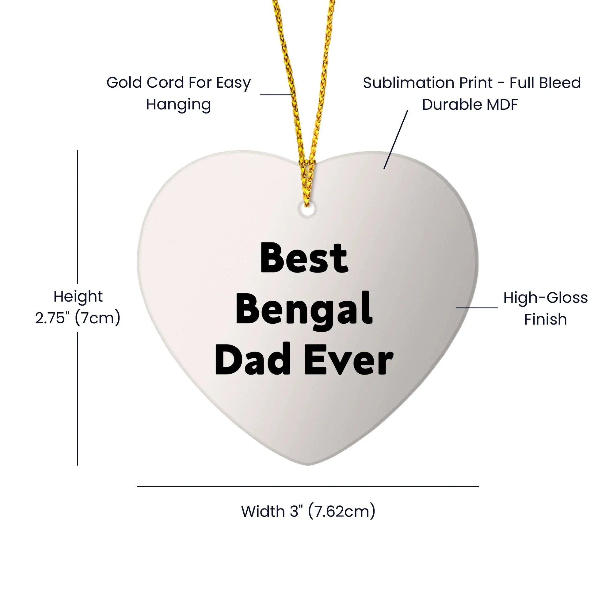 Bengal Dad Funny Cat Lover Heart Christmas Tree Ornament - Best Bengal Dad Ever
