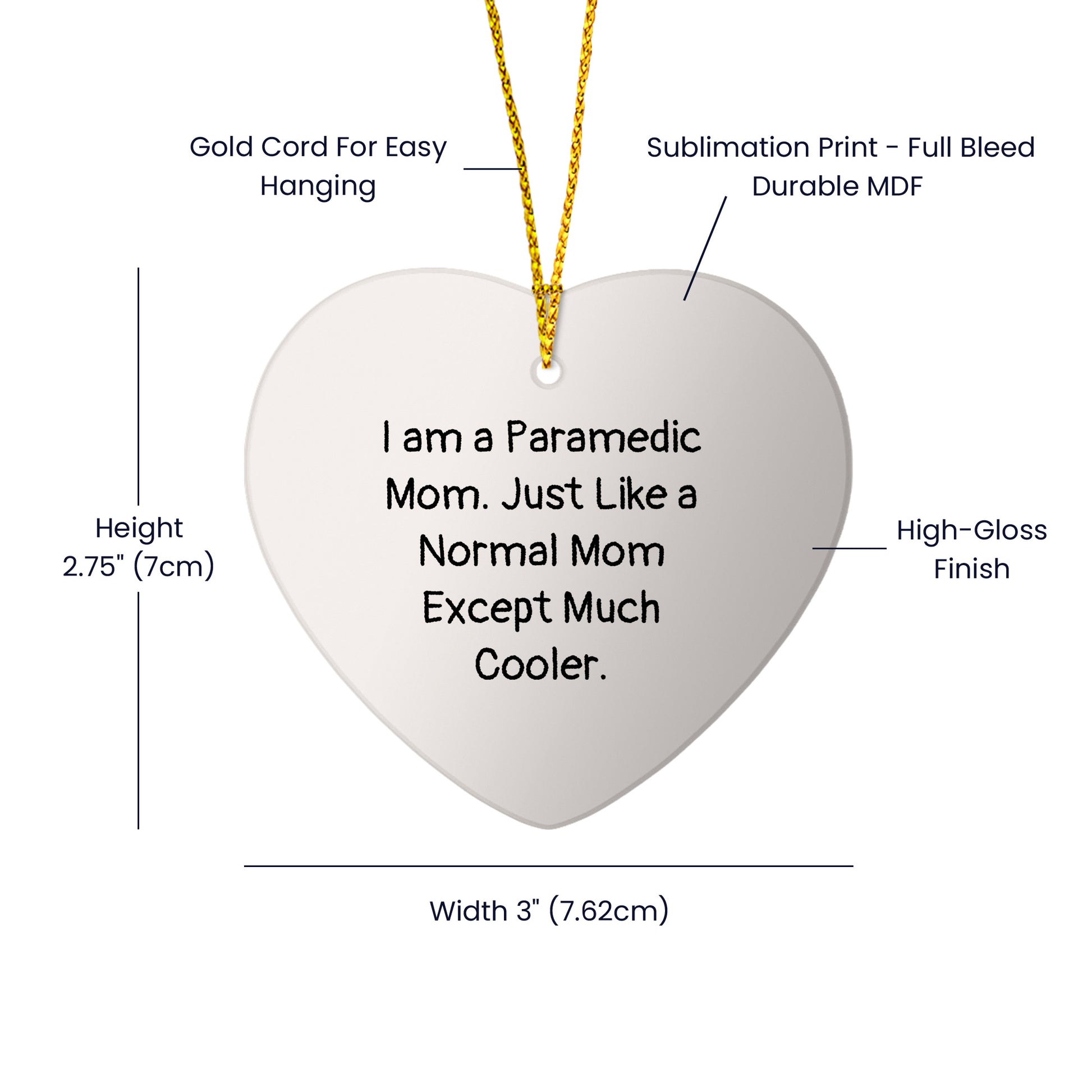 Paramedic Mom Heart Christmas Tree Ornament - Mallard Moon