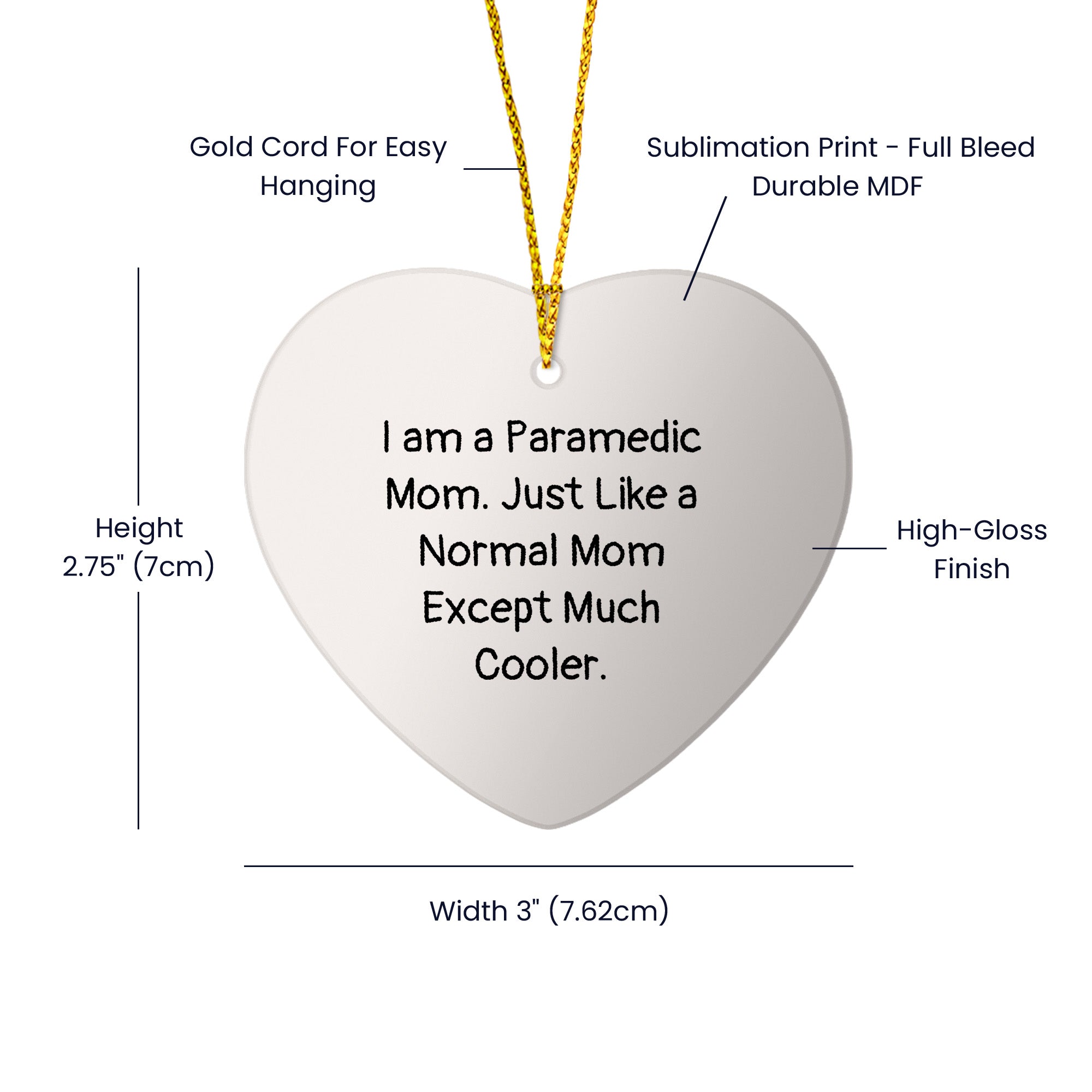 Paramedic Mom Heart Christmas Tree Ornament