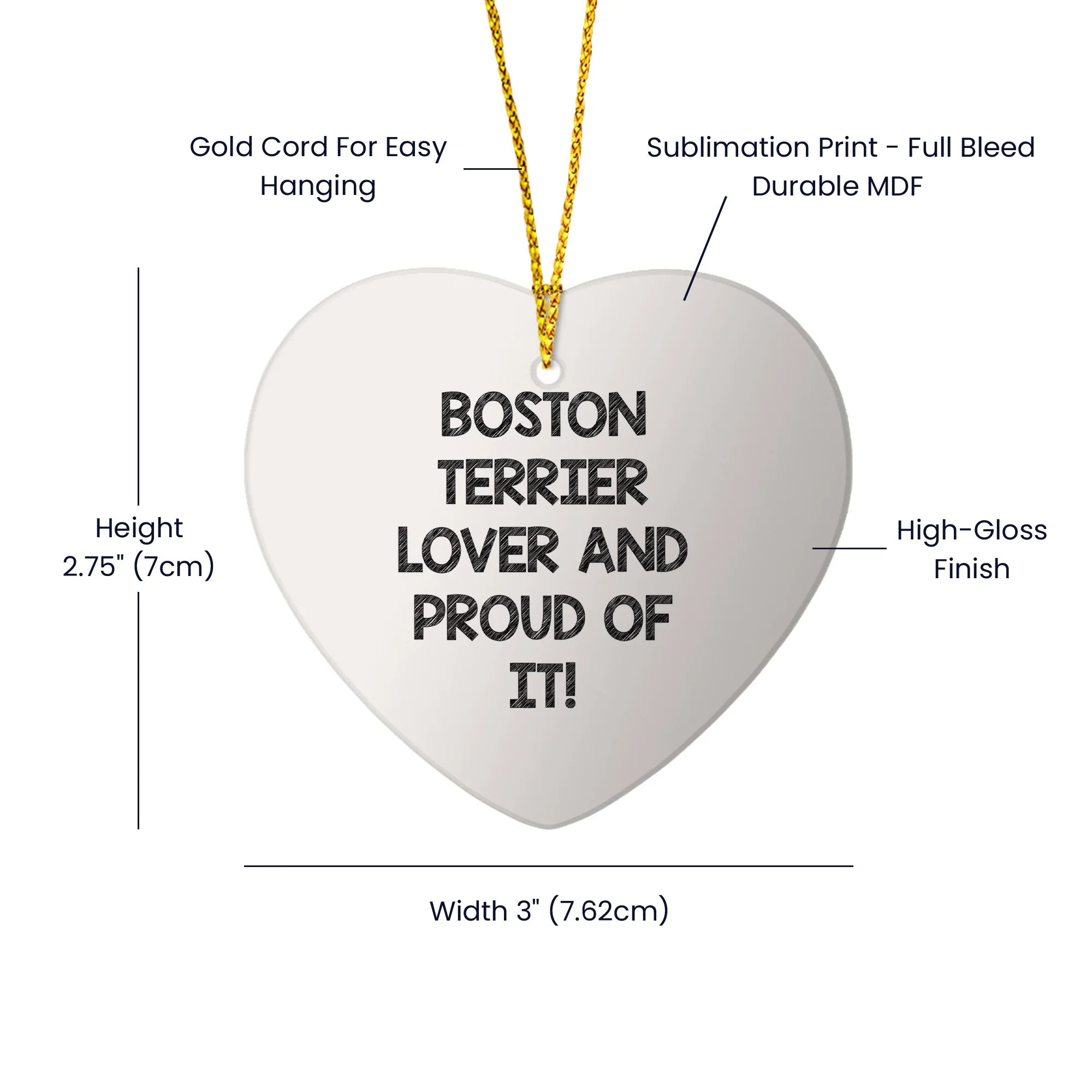 Boston Terrier Lover Ornament Proud Of It Christmas Gift Heart Decor