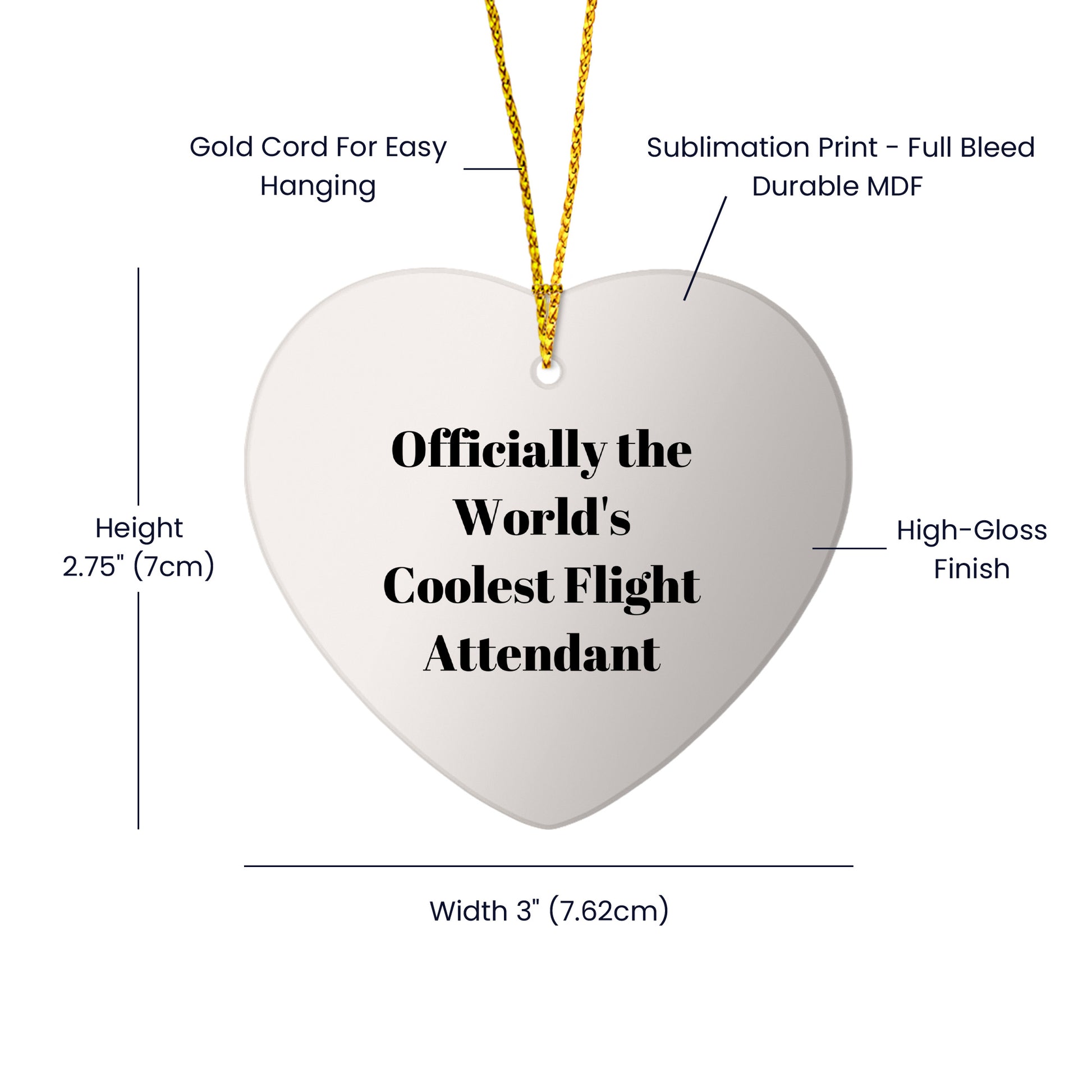 Flight Attendant Heart Ornament Gifts - Officially The World's Coolest Flight Attendant Christmas Unique Gift Ideas - Mallard Moon