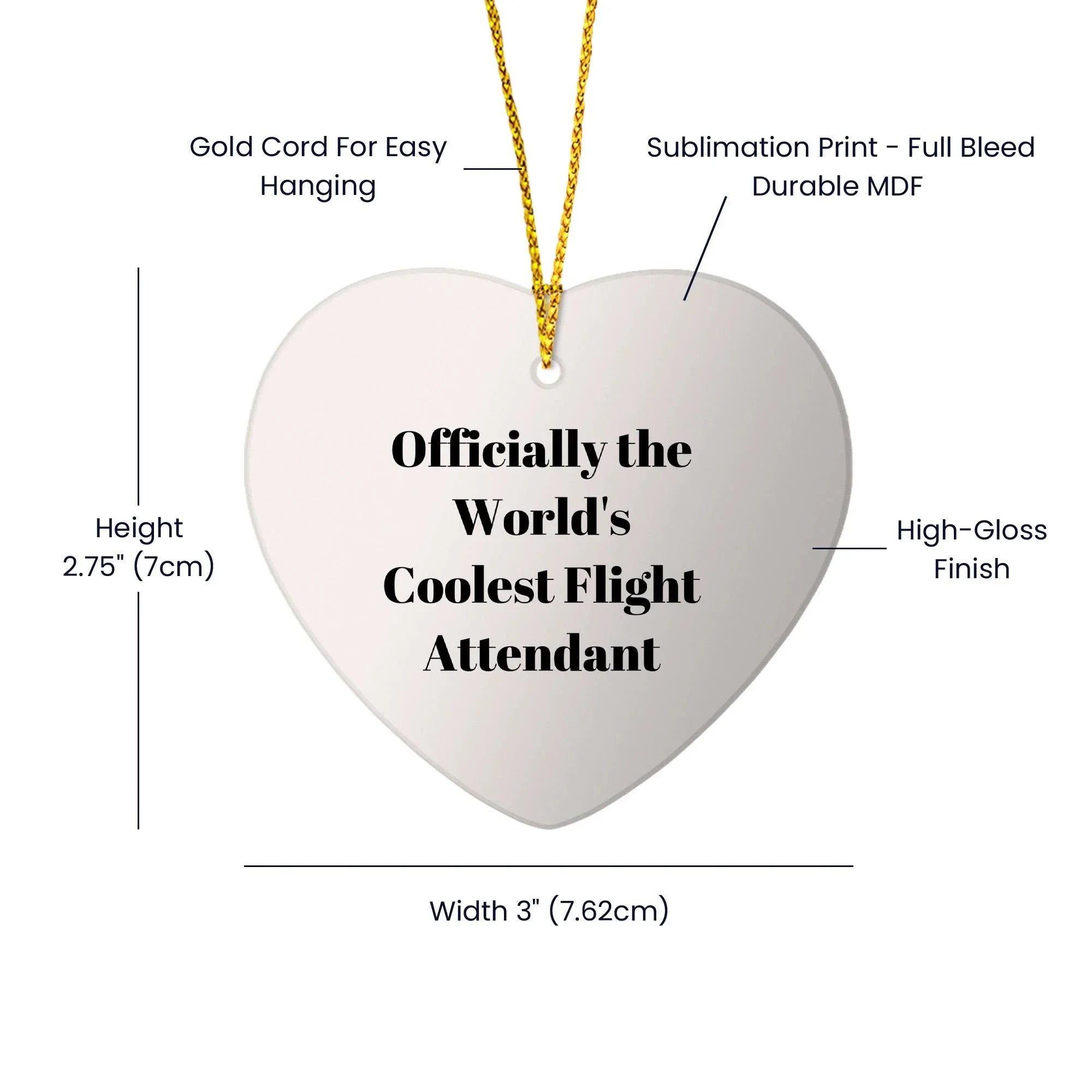 Flight Attendant Heart Ornament Gifts - Officially The World's Coolest Flight Attendant Christmas Unique Gift Ideas