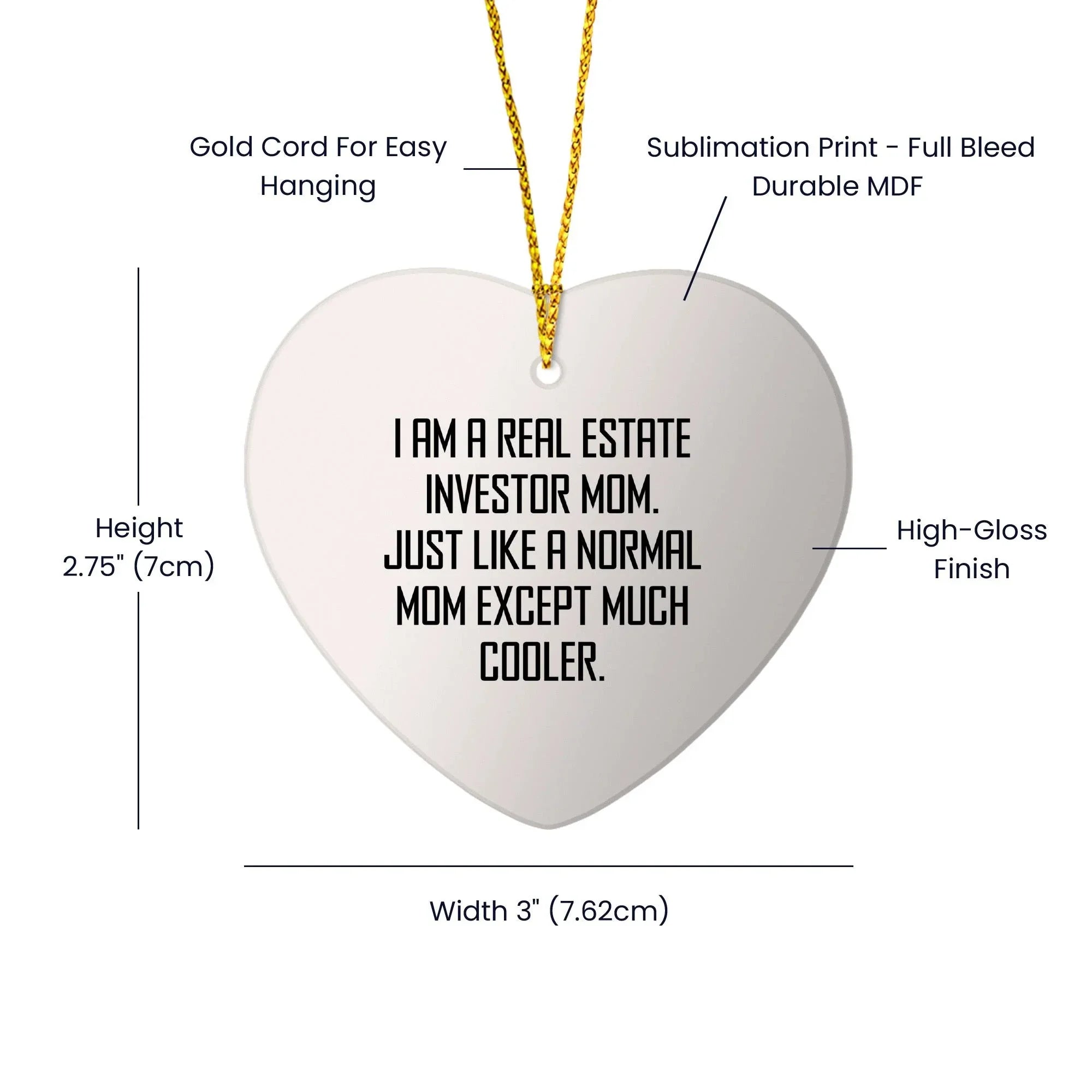 Real Estate Investor Mom's Cool Heart Ornament Gifts for Family - Funny Quote Christmas Decor