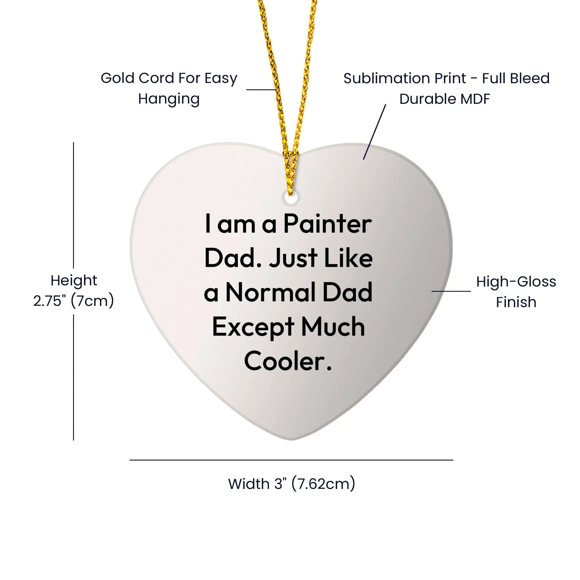 Painter Dad Gifts from Men to Painter Friends - Heart Ornament, Funny Quote, Christmas Unique Gifts