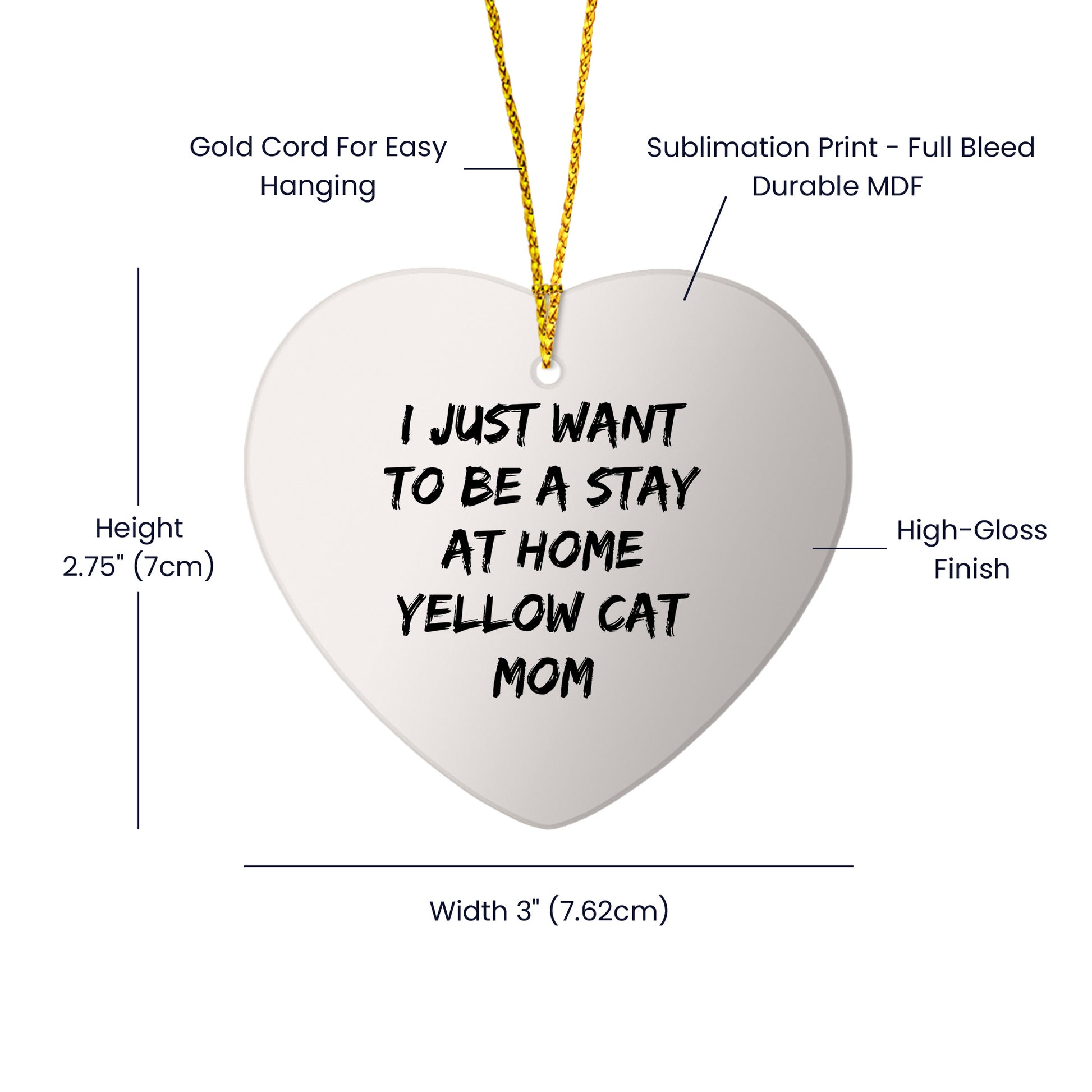 Yellow Cat Mom Gifts - I Just Want To Be A Stay At Home Yellow Cat Mom Heart Ornament,