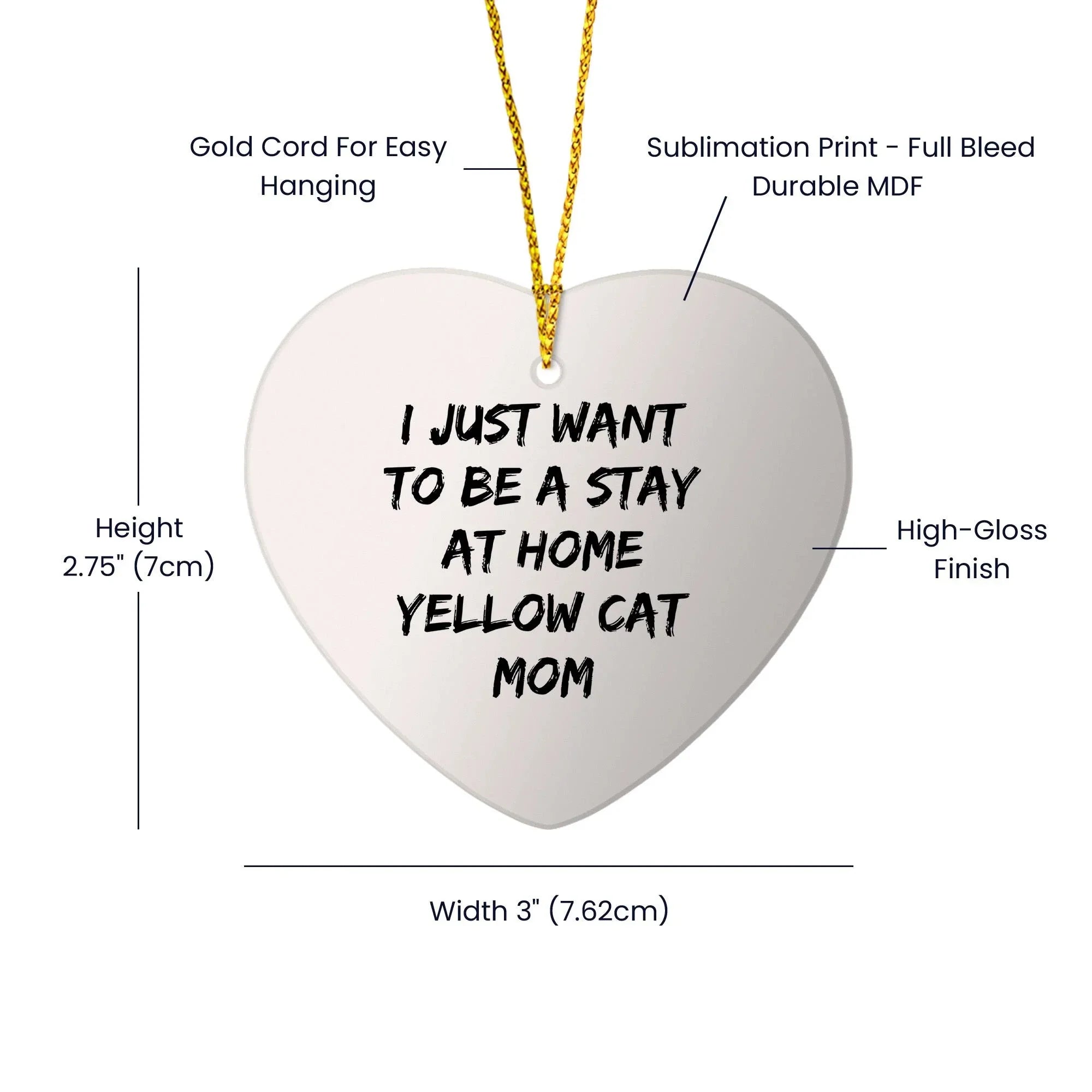 Yellow Cat Mom Gifts - I Just Want To Be A Stay At Home Yellow Cat Mom Heart Ornament,