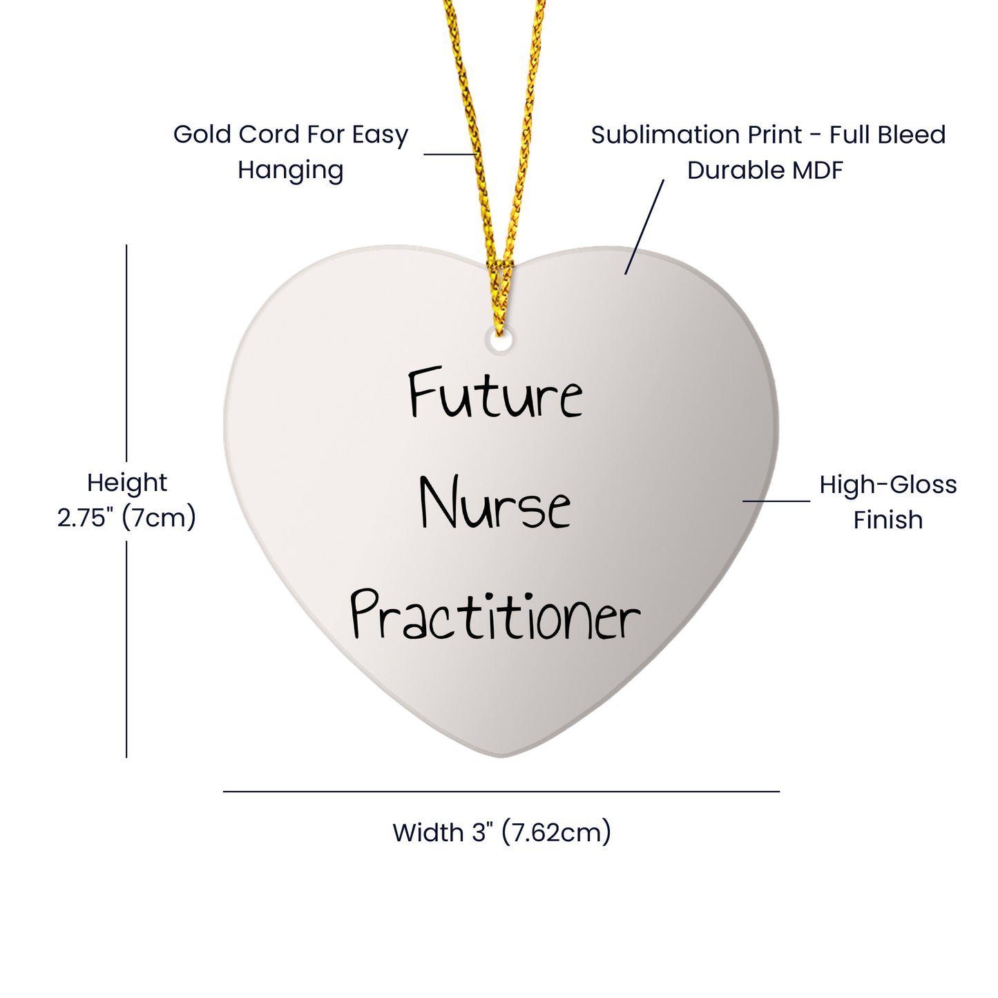 Funny Future Nurse Practitioner Heart Christmas Tree Ornament with Inspirational Quote