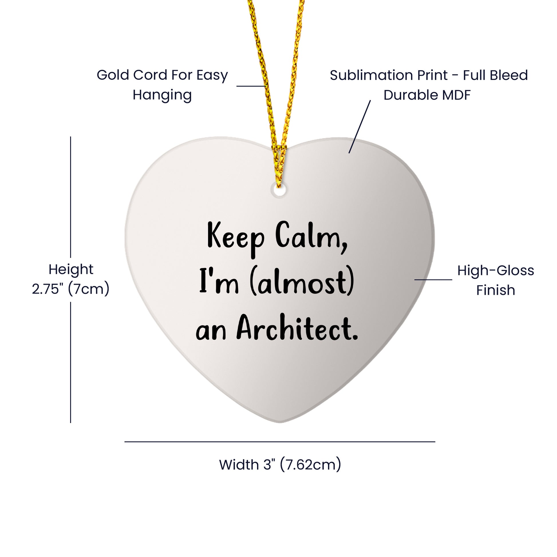 Funny Architect Heart Christmas Ornament- Keep Calm I'm (almost) An Architect