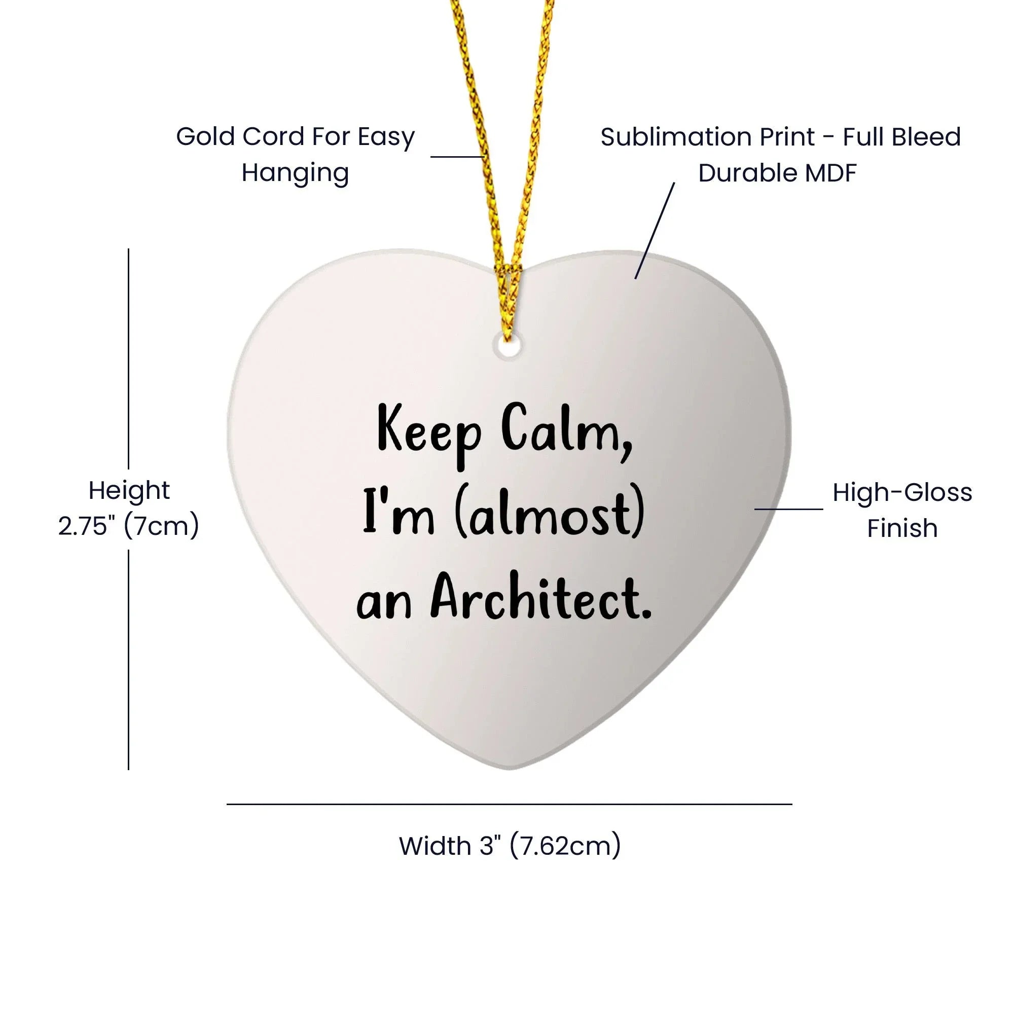 Funny Architect Heart Christmas Ornament- Keep Calm I'm (almost) An Architect