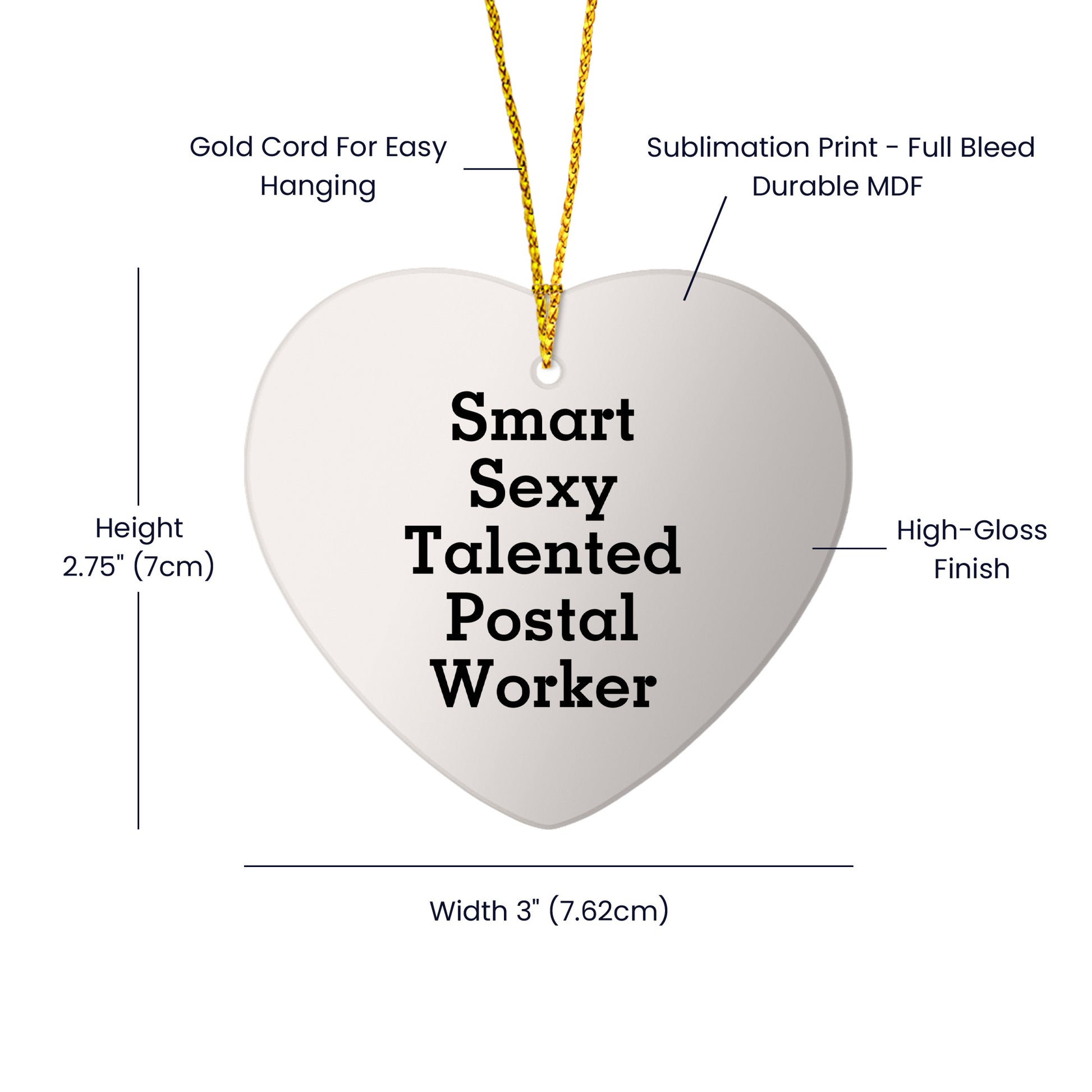 Smart Sexy Talented Postal Worker Heart Christmas Ornament,