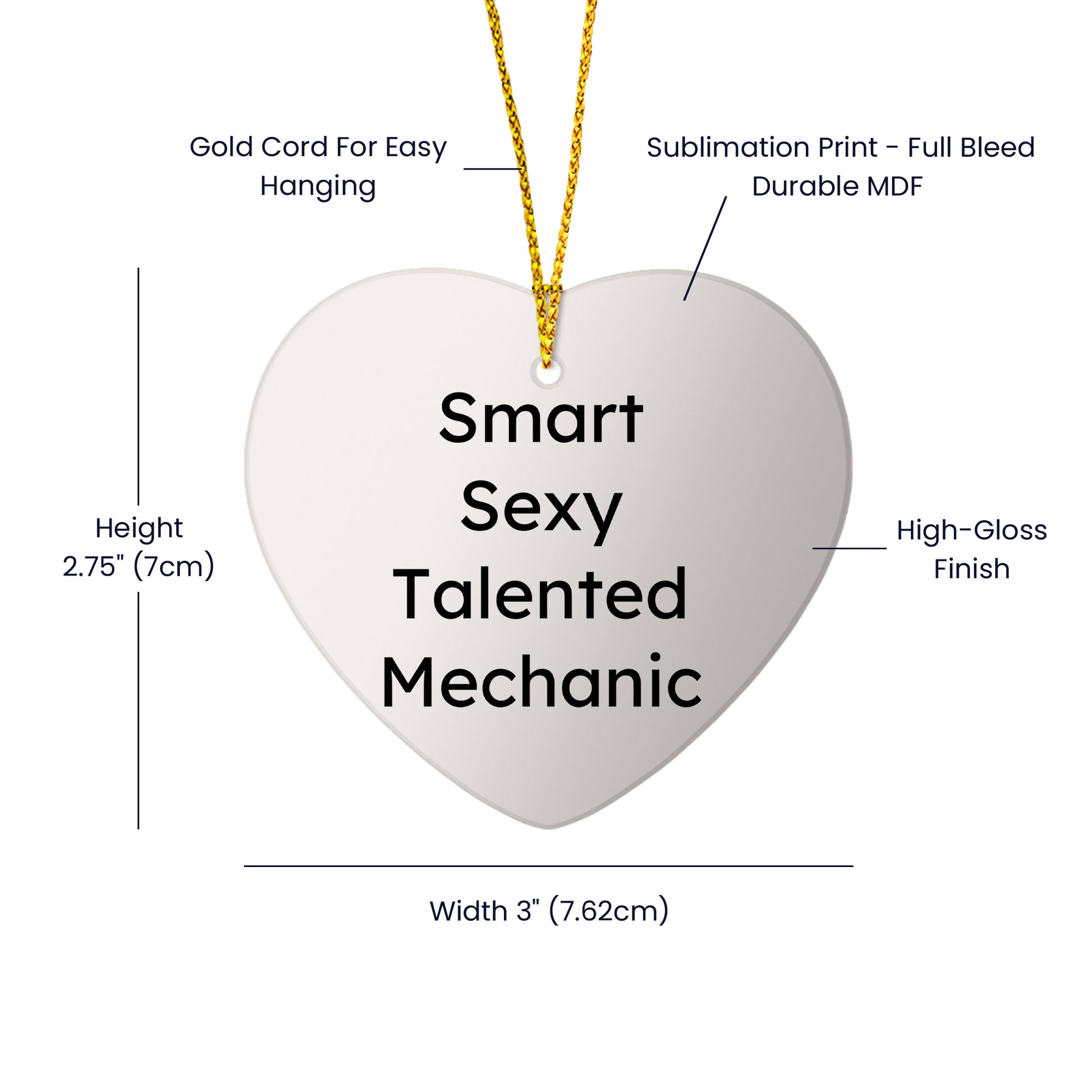 Smart Sexy Talented Mechanic Christmas Heart Ornament Gifts from Family for Mechanic