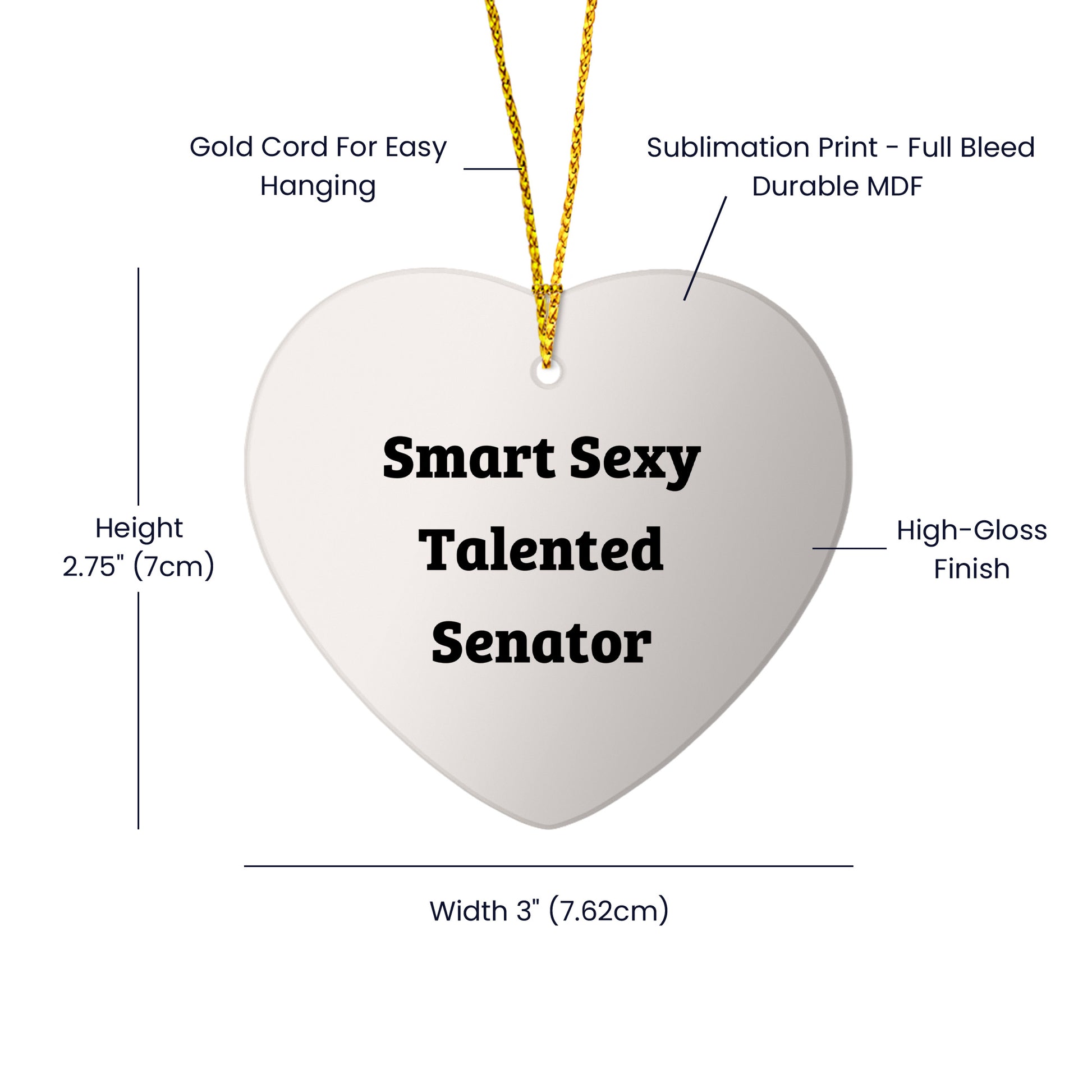 Smart Sexy Talented Senator Heart Ornament, Funny Quote Gifts from Friends for Senator, Unique Christmas Unique Gifts for Men, Women, or Family
