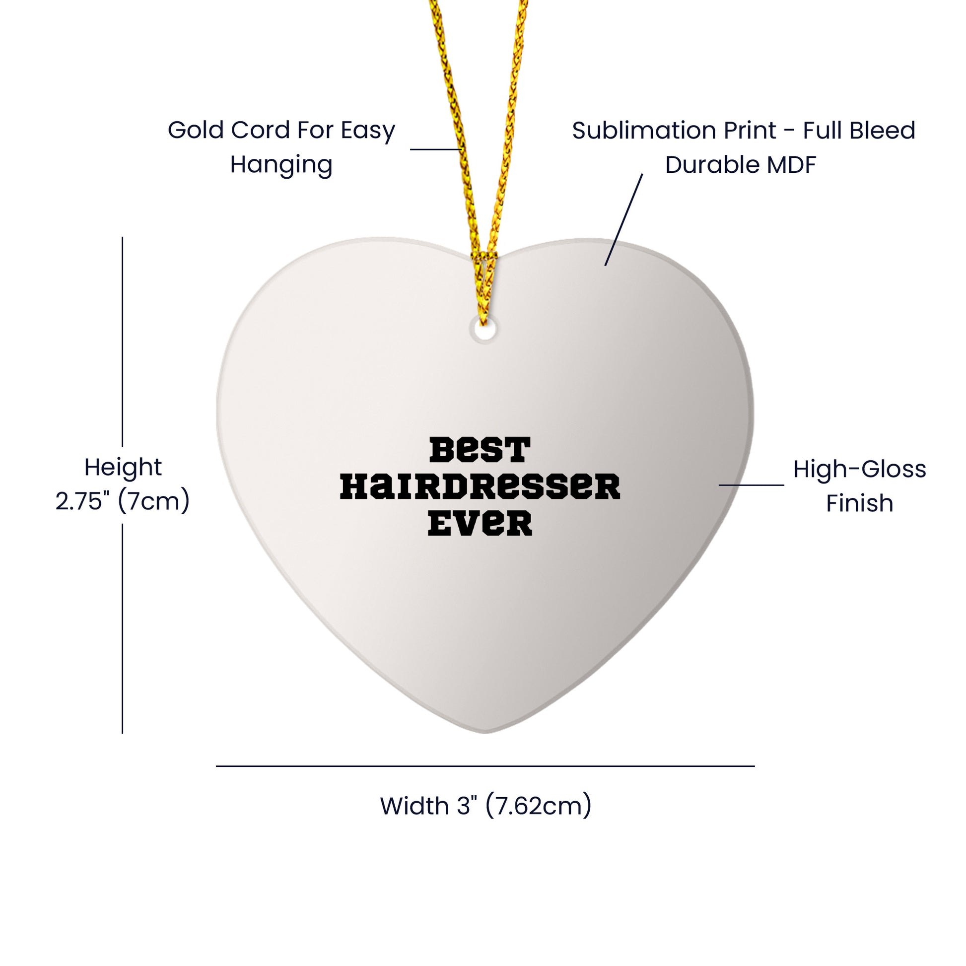 Funny Hairdresser Steel Heart-shaped Christmas Tree Ornament - Best Hairdresser Ever Gift - Mallard Moon