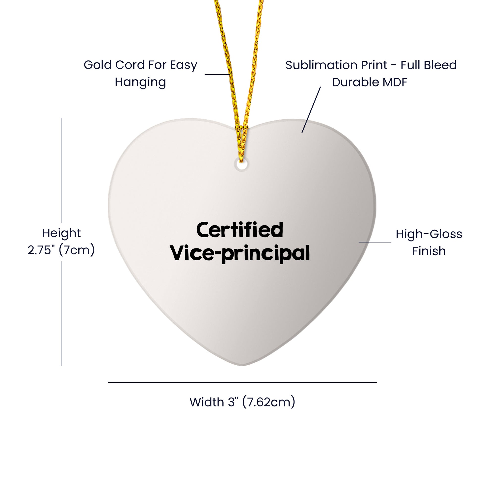 Funny Certified Vice-principal Heart Ornament with Quote, Perfect for Christmas, Gifts from Men, Women, Coworkers, or Family