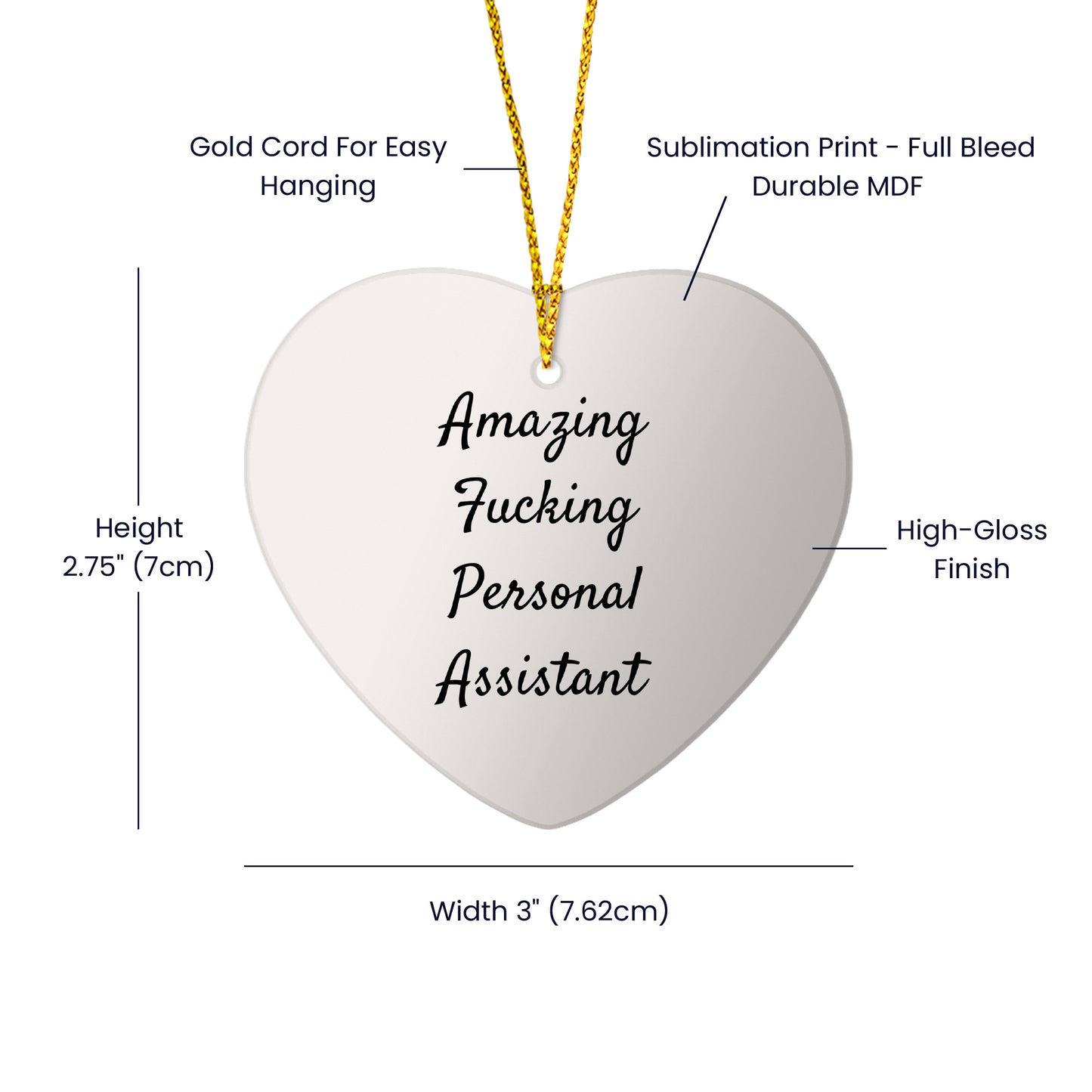 Personal Assistants Funny Heart Christmas Ornament - Amazing F-ing Personal Assistants