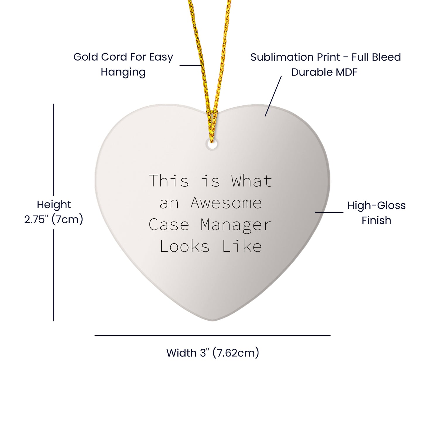 Funny Case Managers - Heart Ornament with Quote 'This Is What An Awesome Case Manager Looks Like' - Christmas Gifts