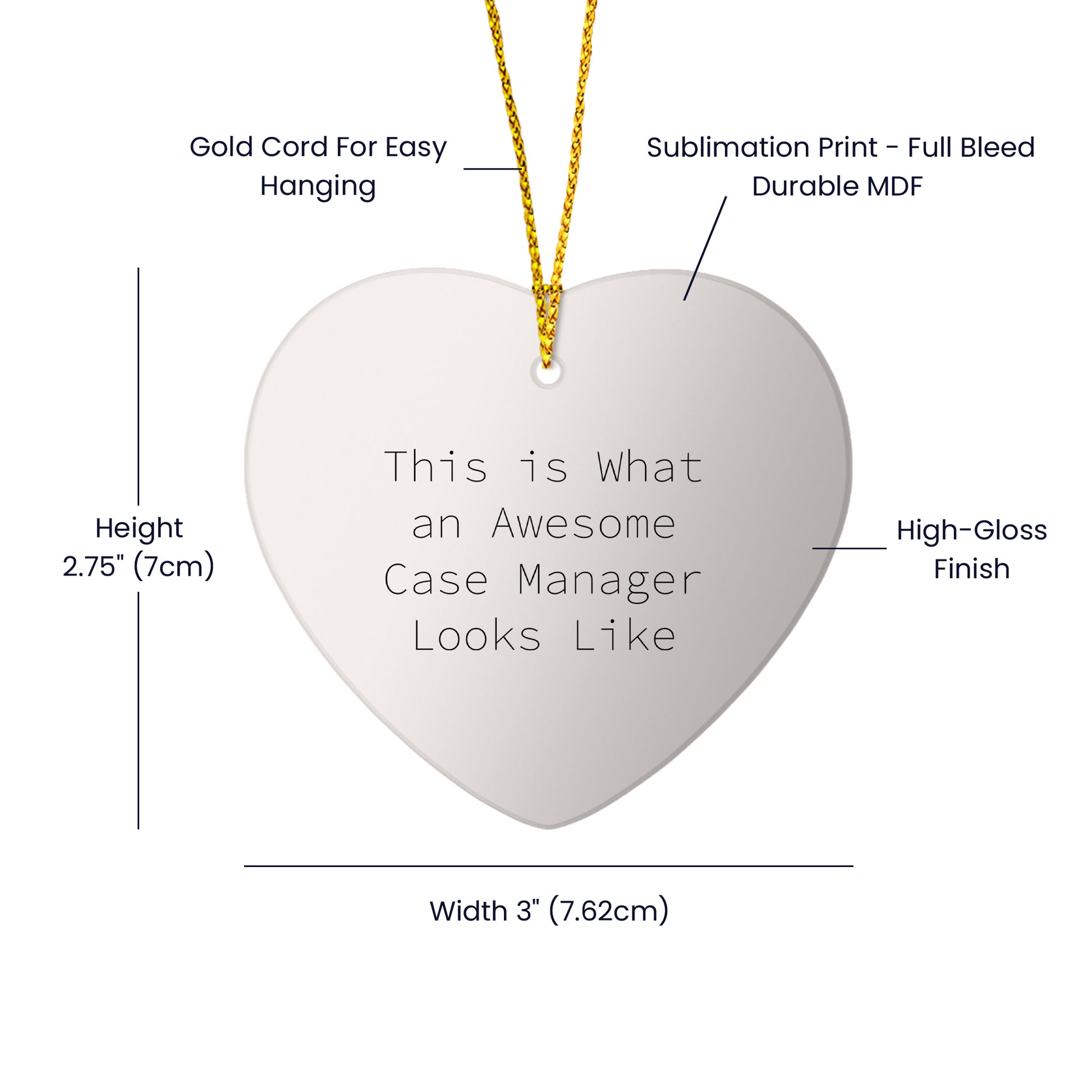 Funny Case Managers - Heart Ornament with Quote 'This Is What An Awesome Case Manager Looks Like' - Christmas Gifts