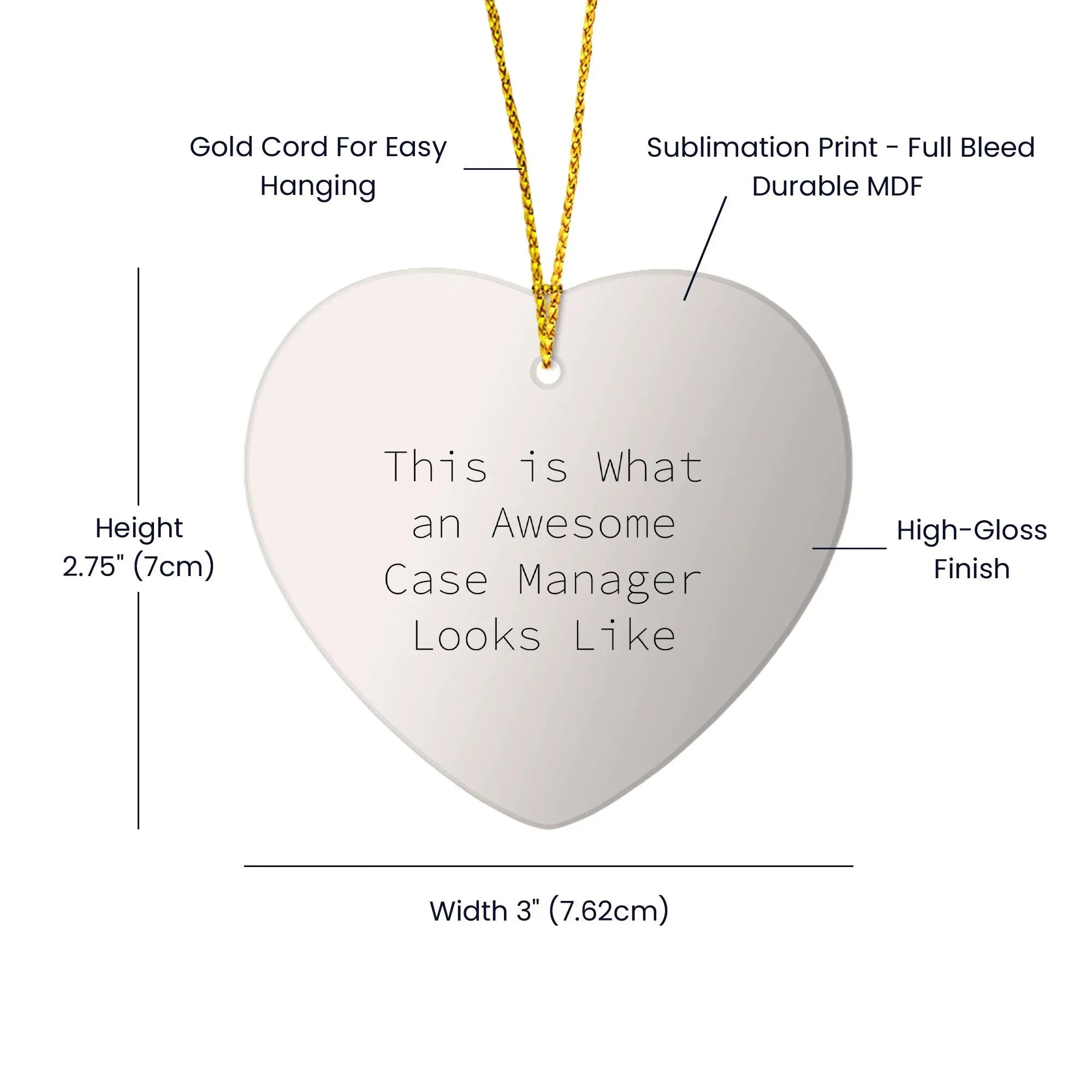Funny Case Managers - Heart Ornament with Quote 'This Is What An Awesome Case Manager Looks Like' - Christmas Gifts