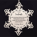 Heartfelt Soulmate Snowflake Engraved Ornament - Life is Learning to Dance in the Rain Birthday, Christmas Holiday Gifts