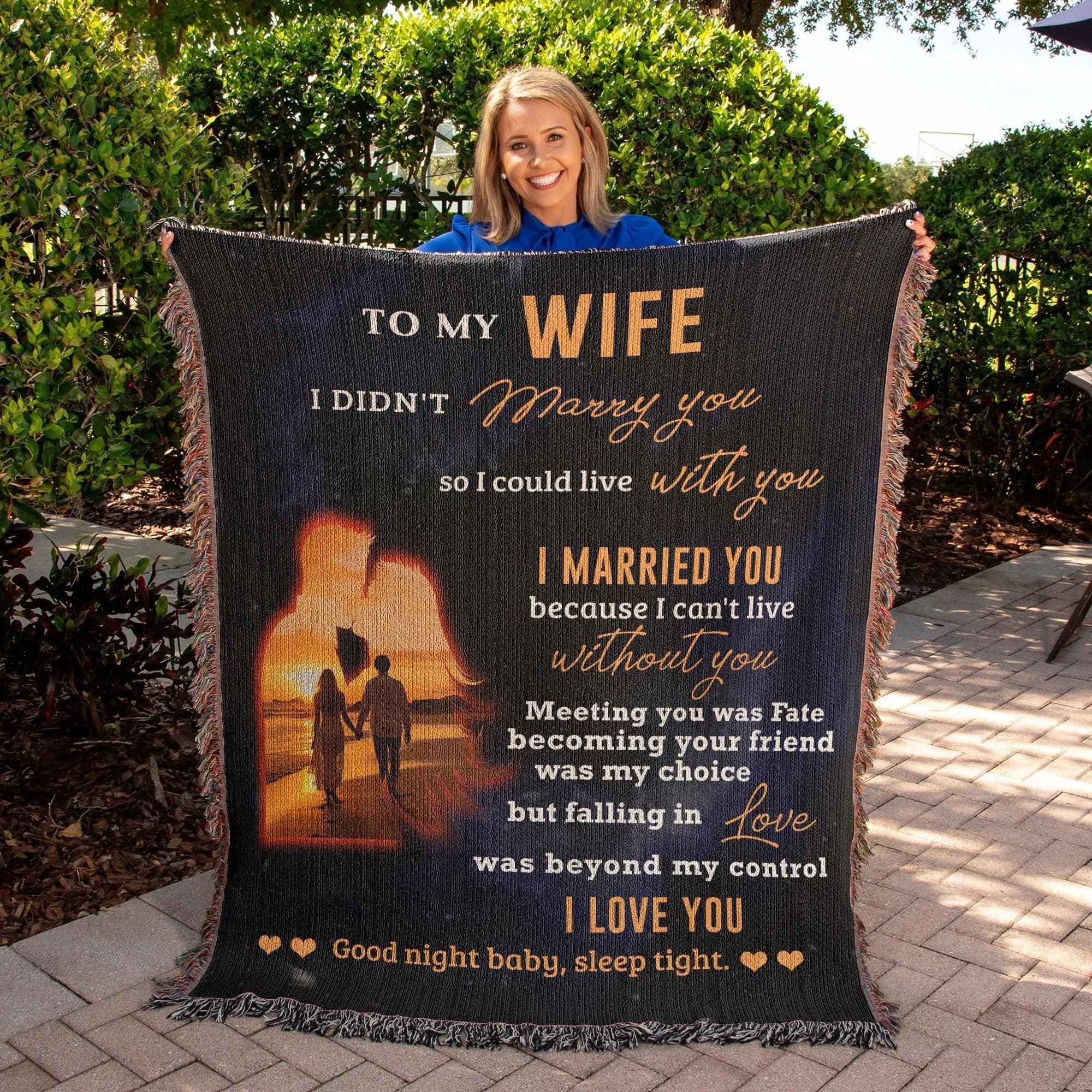 Romantic Gift for Wife - I Can't Live without You Custom Heirloom Woven Blanket