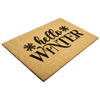 Hello Winter Coir Doormat – Snowflake Welcome Mat | Cozy Farmhouse Front Porch Décor | Rustic Holiday Entryway Rug