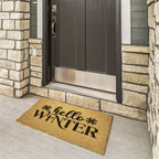 Hello Winter Coir Doormat – Snowflake Welcome Mat | Cozy Farmhouse Front Porch Décor | Rustic Holiday Entryway Rug